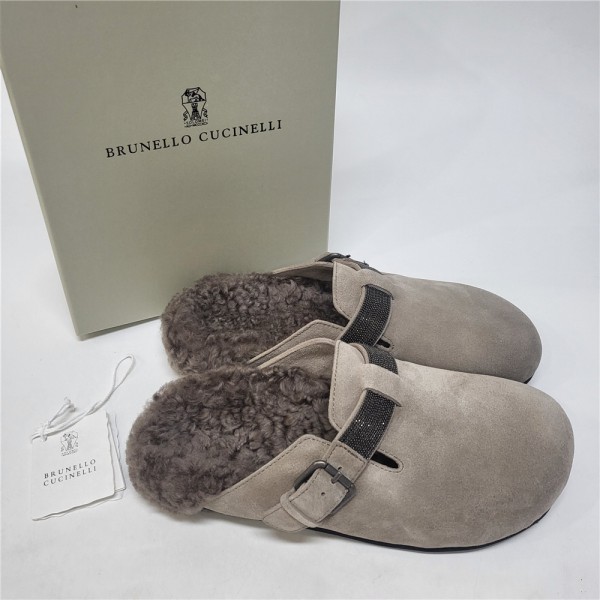 [BRUNELLO CUCINELLI-브루넬로쿠치넬리] 브루넬로 쿠치넬리 여성 시어링 뮬 슬리퍼